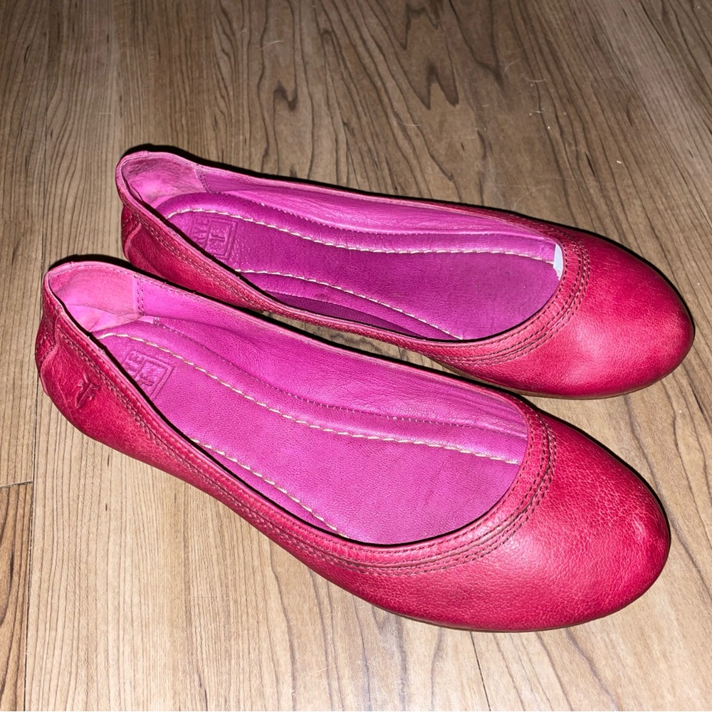 Hot Pink Ballet Flats with Rounded Toe and Low Sole